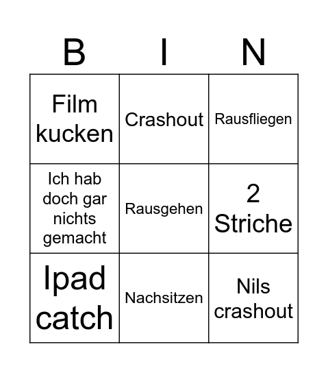 Gl bingo Card