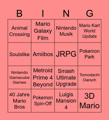 Nintendo Direct 12.09.25 Bingo Card