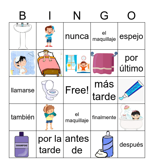 Unidad 1 VHL - la rutina diaria Bingo Card