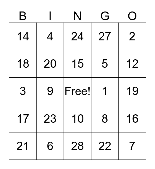 Thanksgiving  Bingo Card