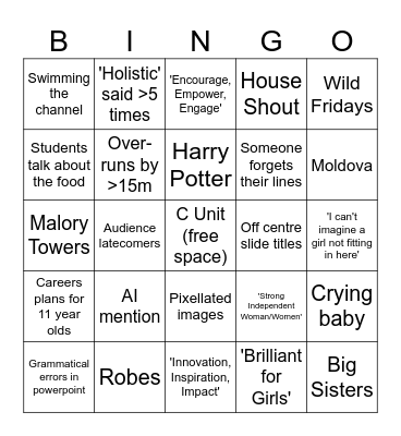 Game Begins - 8am Saturday 13th Bingo Card