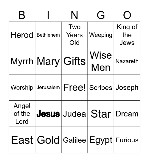 Visit of the Wise Men Bingo Card