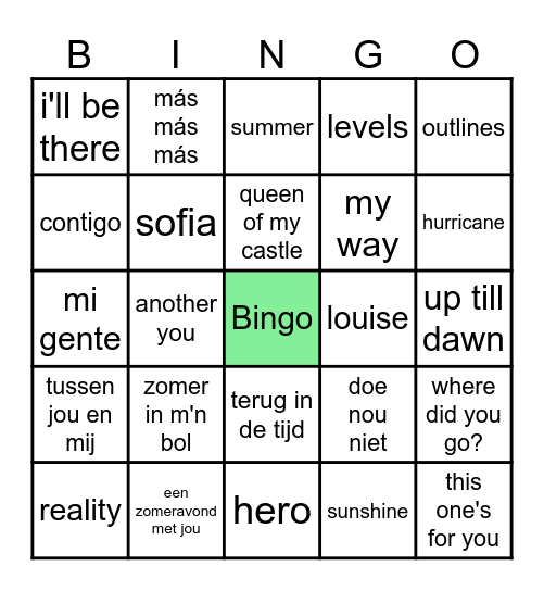 summer hits! Bingo Card