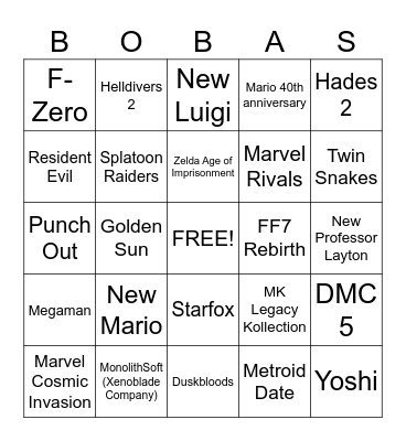 Hugo´s Nintendo Bingo Card