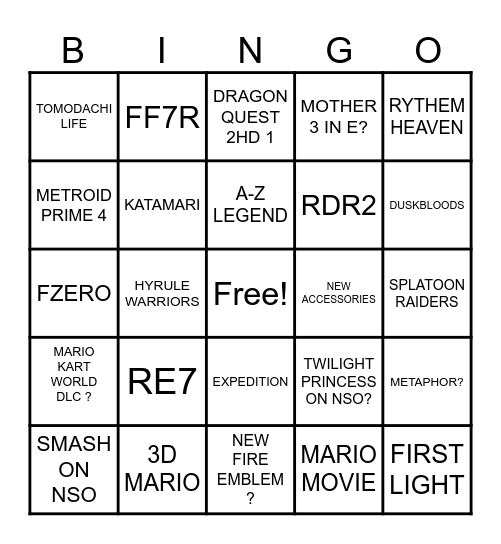 DIRECT Bingo Card
