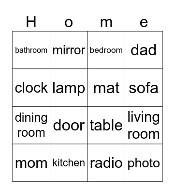 My House Bingo Card