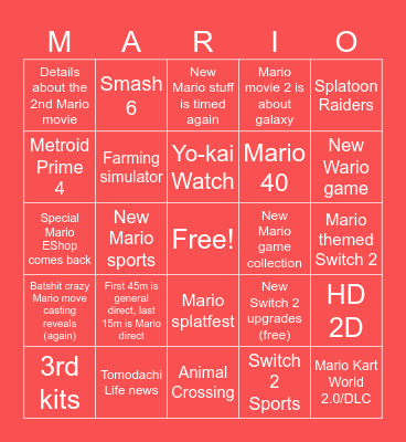 9/13 Direct Bingo Card