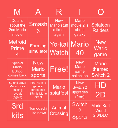 9/13 Direct Bingo Card