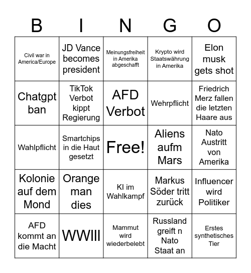 2026 Bingo Card