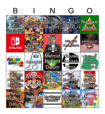 Nintendo Direct Bingo Card