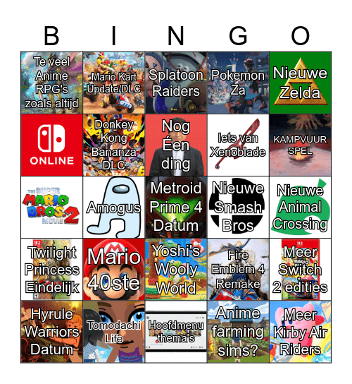 Nintendo Direct Bingo Card