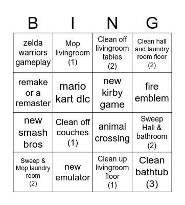 CLEANING BINGO Card