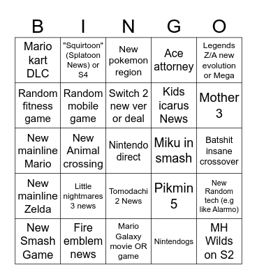 Direct 12/9 Bingo Card