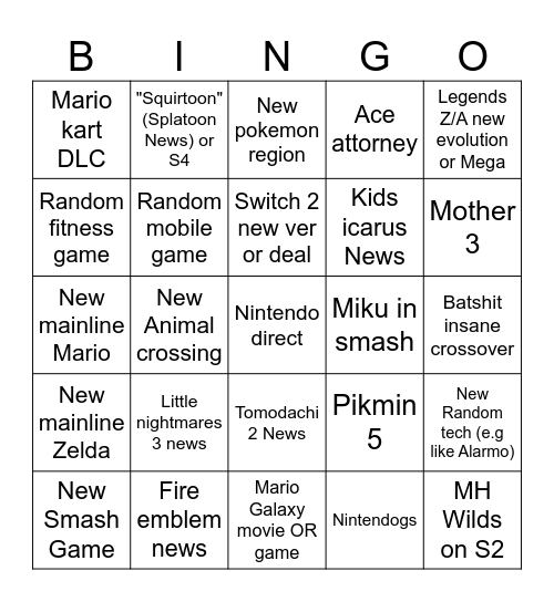Direct 12/9 Bingo Card
