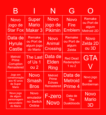 Nintendo Direct 12/09/2025 Bingo Card