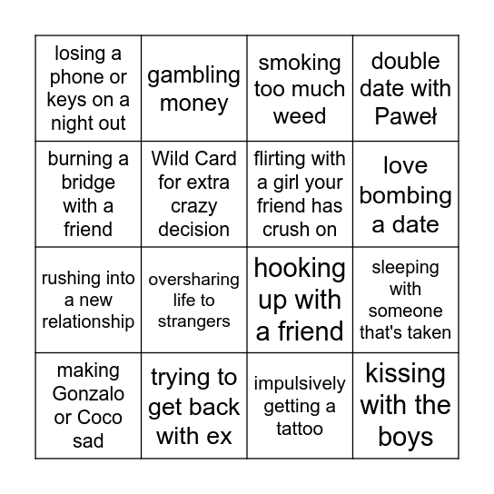 Bed decision of Lucas bingo Card
