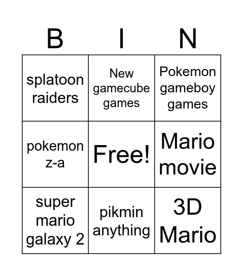 Untitled Bingo Card