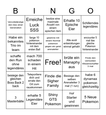 Pokerogue Bingo Card