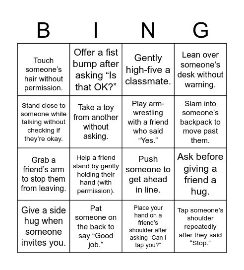 Boundary Bingo Card