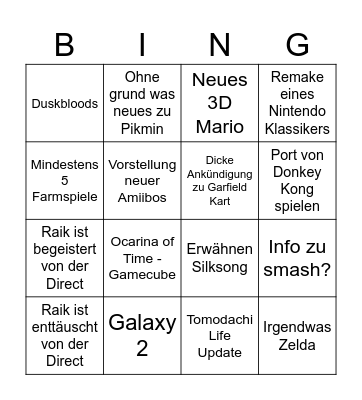 Direct 12.9 Bingo Card