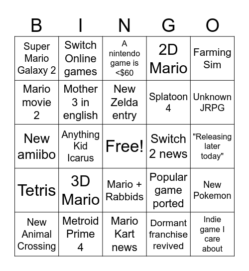 9/12/25 Direct Bingo Card