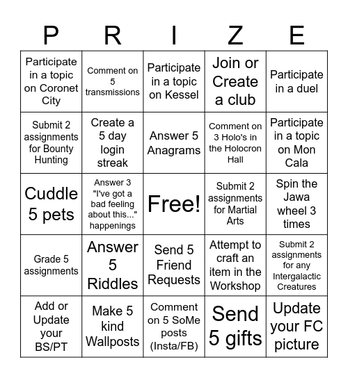 Core Worlds opportunities Bingo Card