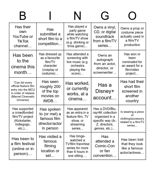 Human Bingo Card