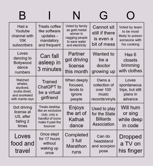 EAW for Francois Bingo Card