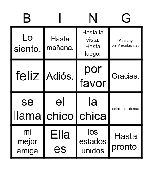 Hellos, Goodbyes, How are you? Bingo Card
