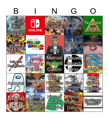 Nintendo Direct Bingo Card