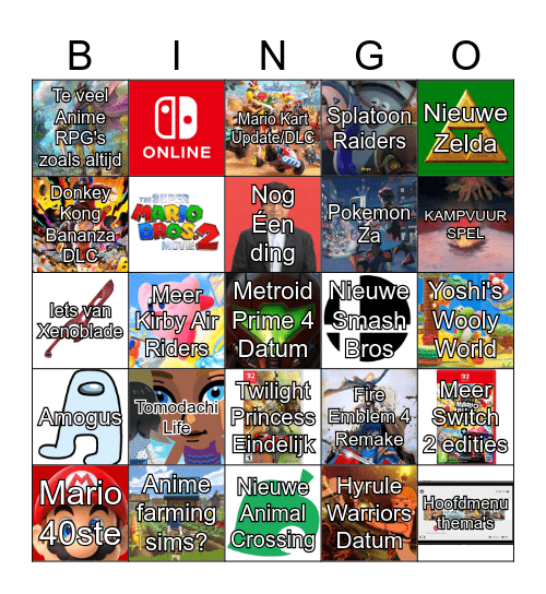 Nintendo Direct Bingo Card