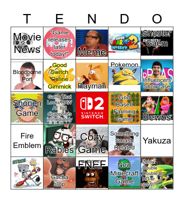 Nintendo Direct Predictions Bingo Card