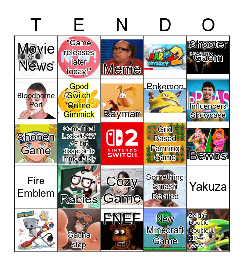 Nintendo Direct Predictions Bingo Card