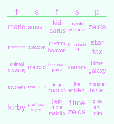 nintendo direto Bingo Card