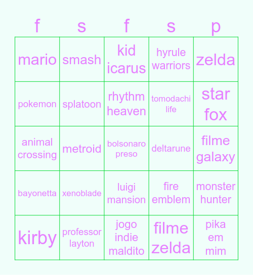 nintendo direto Bingo Card