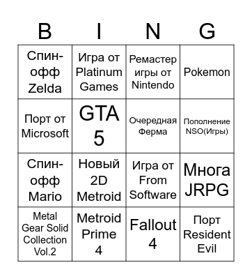 Nintendo Direct 12.09.25 Bingo Card