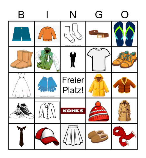 Klamotten Bingo Card