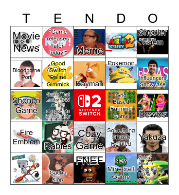 Nintendo Direct Predictions Bingo Card