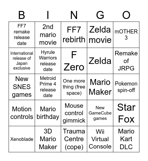 Direct 12/9 Bingo Card