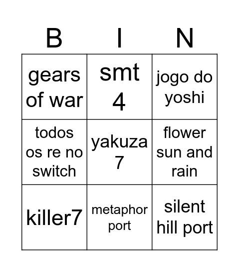 direct Bingo Card