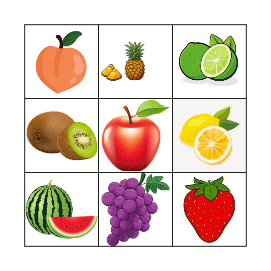 Fruit Bingo Card