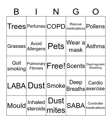 Respiratory BINGO Card