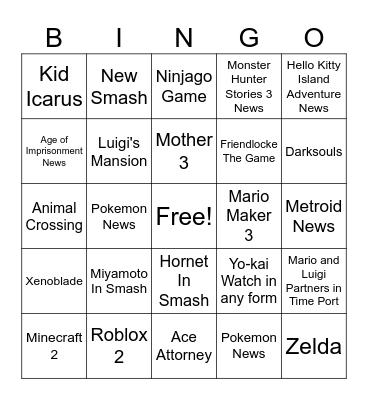 September 12th Direct Bingo Card