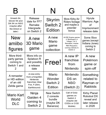 DIRECT BINGO (SOLO) 12.09.2025 Bingo Card