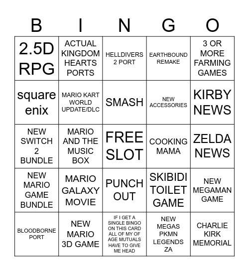 SWITCH DIRECT 9/12/2025 Bingo Card