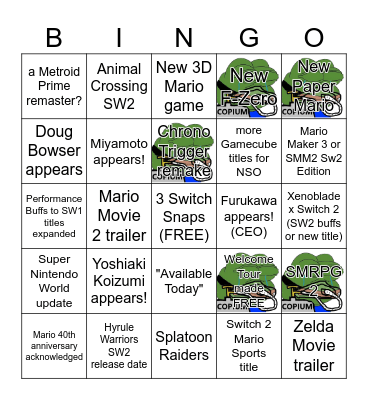 Switch 2 Bingo (2025-09-12) Bingo Card