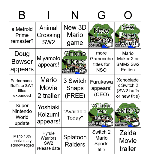 Switch 2 Bingo (2025-09-12) Bingo Card