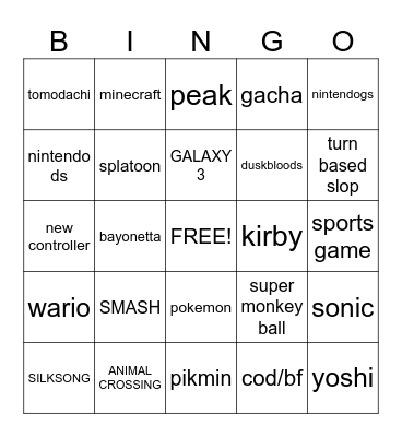 LONGEST NINTENDO DIRECT Bingo Card