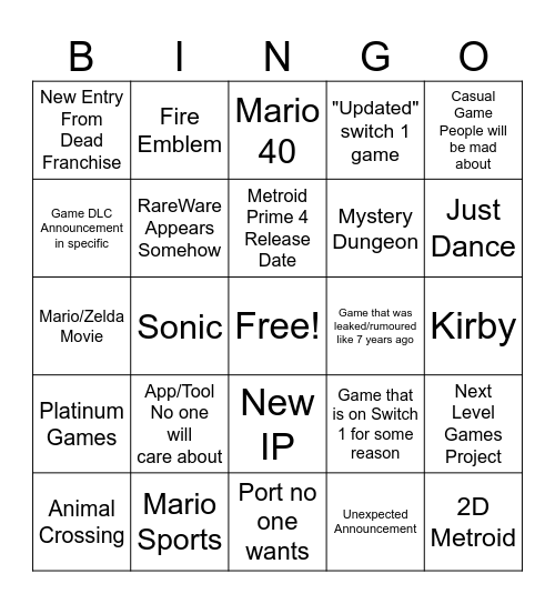 12/9 Direct Bingo Card