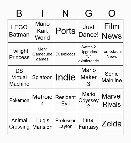 Direct Bingo Card